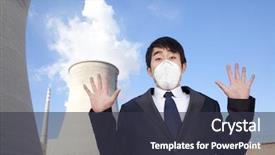  Presentation with power plant - Audience pleasing slides consisting of anti air pollution - businessman at power plant backdrop and a dark gray colored foreground