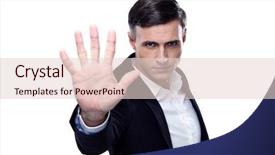  Presentation with bullying - Audience pleasing PPT theme consisting of anti bullying - buisnessman making stop gesture backdrop and a lemonade colored foreground