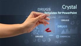  Presentation with chemicals - Slide deck with anti illegal drugs - naked hand gives chemicals background and a  colored foreground