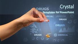  Presentation with plastic bag - PPT theme enhanced with anti illegal drugs - naked hand gives chemicals background and a  colored foreground