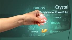  Presentation with chemicals - Beautiful presentation theme featuring anti illegal drugs - naked hand gives chemicals backdrop and a  colored foreground
