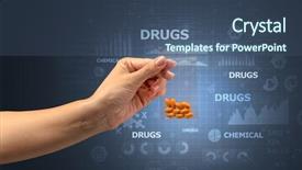  Presentation with plastic bag - PPT theme having anti illegal drugs - naked hand gives chemicals background and a  colored foreground