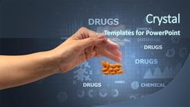  Presentation with plastic bag - Colorful PPT theme enhanced with anti illegal drugs - naked hand gives chemicals backdrop and a ocean colored foreground