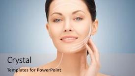  Presentation with cosmetic surgery - Amazing PPT theme having anti plastic - picture of beautiful woman ready backdrop and a coral colored foreground