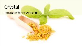  Presentation with spoon - Beautiful PPT theme featuring anti serum - dried caledula officinalis petals backdrop and a  colored foreground