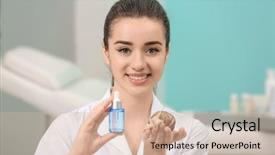  Presentation with serum - Amazing PPT layouts having anti serum - young woman with giant achatina backdrop and a soft green colored foreground