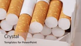  Presentation with campaign - Colorful PPT theme enhanced with anti-smoking campaign design cigarette backdrop and a soft green colored foreground