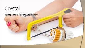  Presentation with addiction - Theme consisting of antismoking - addiction concept with cigarettes background and a sky blue colored foreground