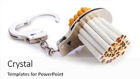  Presentation with cigarettes - Audience pleasing theme consisting of antismoking - addition concept with cigarettes backdrop and a white colored foreground