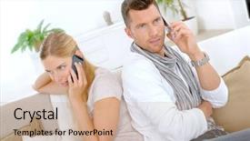 Presentation with towers for cell phones - Beautiful slide deck featuring anti social - couple both using their phones backdrop and a coral colored foreground