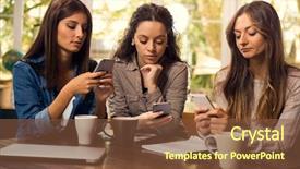  Presentation with attention - Amazing slides having project app shopping - group of girls with attention backdrop and a tawny brown colored foreground