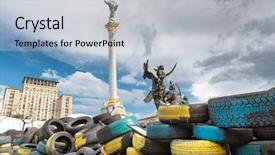  Presentation with blue yellow - Cool new presentation theme with social revolution - kiev ukraine colorful tires yellow backdrop and a lemonade colored foreground