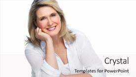  Presentation with anti stress - Slide deck featuring anti stress - beautiful elderly lady closeup isolated background and a lemonade colored foreground