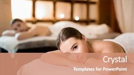  Presentation with spa salon - Amazing PPT layouts having anti stress - calm girl lying in spa backdrop and a  colored foreground