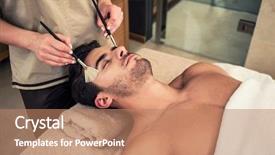  Presentation with anti stress - Cool new slide deck with anti stress - close-up of young man lying backdrop and a coral colored foreground