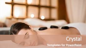  Presentation with anti stress - Slides with anti stress - serene girl with spa stones background and a coral colored foreground