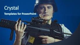  Presentation with armor - Theme featuring anti terrorist - recreation paintball sport player wearing background and a ocean colored foreground