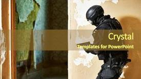  Presentation with armed forces - Presentation consisting of anti terrorist - special forces armed with pistol background and a tawny brown colored foreground