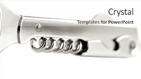  Presentation with corkscrew - Colorful presentation theme enhanced with anti theft - close-up of corkscrew on white backdrop and a white colored foreground