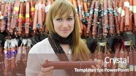  Presentation with smiling little girl - Cool new PPT theme with anti theft - smiling girl wearing scarf chooses backdrop and a tawny brown colored foreground