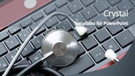  Presentation with anti virus - Colorful presentation enhanced with anti virus - close up of a stethoscope backdrop and a gray colored foreground