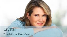  Presentation with elderly woman in nursing - Amazing PPT theme having anti wrinkle - beautiful elderly woman portrait backdrop and a  colored foreground