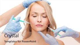  Presentation with cosmetic surgery - Slide set enhanced with anti wrinkle - beauty and cosmetic surgery concept background and a coral colored foreground