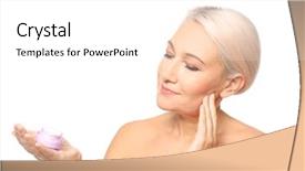  Presentation with beautiful skin - Slide set featuring anti wrinkle - portrait of beautiful mature woman background and a  colored foreground