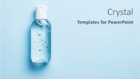  Presentation with hand sanitizer - PPT theme consisting of antibacterial-cleaning-gel-coronavirus-prevention background and a sky blue colored foreground