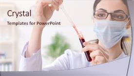  Presentation with chemist - Audience pleasing PPT theme consisting of antibiotic bacteria - young female chemist working backdrop and a lemonade colored foreground