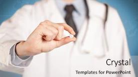  Presentation with shoulder - Beautiful slides featuring antibiotique - male doctor in white coat backdrop and a  colored foreground