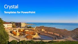  Presentation with amphitheater - Cool new slide deck with antic - amphitheater roman in tarragona backdrop and a gray colored foreground