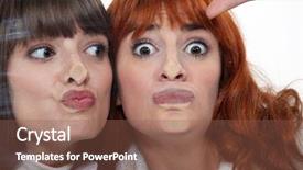  Presentation with friends - Presentation theme with antic - friends making a silly face background and a tawny brown colored foreground