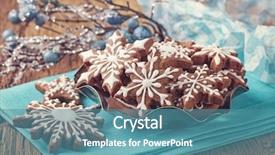  Presentation with events and decoration presentation - Cool new PPT theme with antic - gingerbread cookies and christmas decoration backdrop and a teal colored foreground
