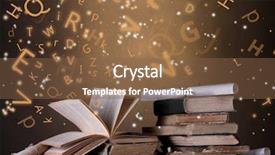  Presentation with letters - Amazing presentation design having antic - old books with flying letters backdrop and a tawny brown colored foreground