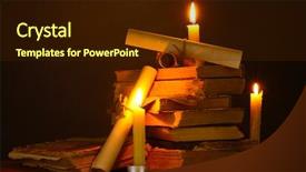  Presentation with dark scroll - Presentation theme consisting of antic - pile of old books background and a wine colored foreground