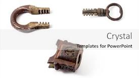  Presentation with lock key - Presentation theme consisting of antic-open-lock-and-key background and a light gray colored foreground