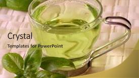  Presentation with green tea and milk - PPT theme consisting of anticancer - green tea with herbs close-up background and a yellow colored foreground
