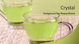  Presentation with green tea and milk - Beautiful PPT layouts featuring anticancer - green tea with herbs close-up backdrop and a soft green colored foreground
