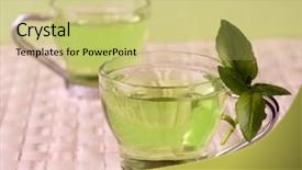  Presentation with green tea and milk - Audience pleasing PPT theme consisting of anticancer - green tea with herbs close-up backdrop and a yellow colored foreground