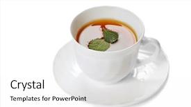  Presentation with tea cup - Beautiful presentation design featuring anticancer - herbal tea in cup isolated backdrop and a white colored foreground