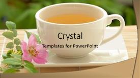  Presentation with herbs - Amazing PPT theme having anticancer - teacup with herbs close up backdrop and a soft green colored foreground