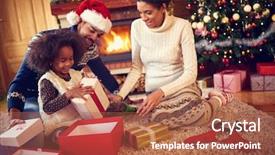  Presentation with family tree - PPT layouts consisting of anticipation - happy family in christmas morning background and a red colored foreground