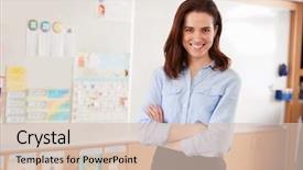  Presentation with elementary school career day and technology and black female teacher - Slide deck with anticipation - portrait of young female school background and a lemonade colored foreground