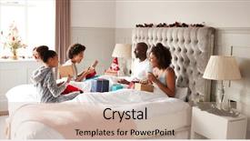  Presentation with race - Beautiful theme featuring anticipation - young mixed race family sitting backdrop and a coral colored foreground