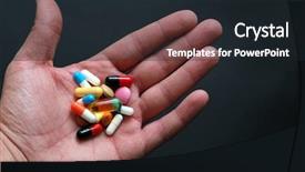  Presentation with capsules pills pill doctor prescription - Audience pleasing presentation theme consisting of anticorps - pills in hand backdrop and a wine colored foreground