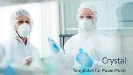  Presentation with toxic - Slide deck with antidote - small group of chemical experts background and a light blue colored foreground