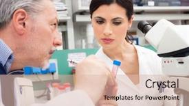  Presentation with laboratory - Colorful PPT layouts enhanced with antidote - two researchers at work backdrop and a lemonade colored foreground
