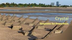  Presentation with taiwan - PPT theme enhanced with antilanding-spikes-on-the-beach background and a coral colored foreground