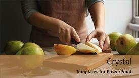  Presentation with antioxidant - PPT layouts enhanced with antioxidant - woman cutting ripe pears background and a coral colored foreground
